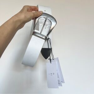 IRO Paris Copley white large silver buckle leather belt